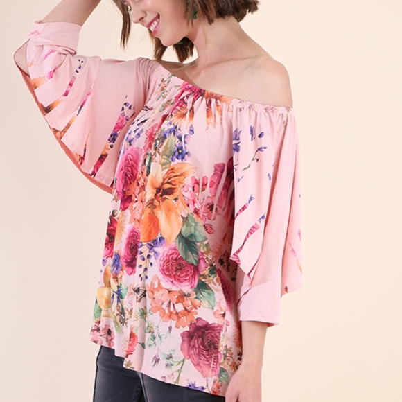 Floral Print Off-Shoulder Top                   2C - Picture 2 of 8